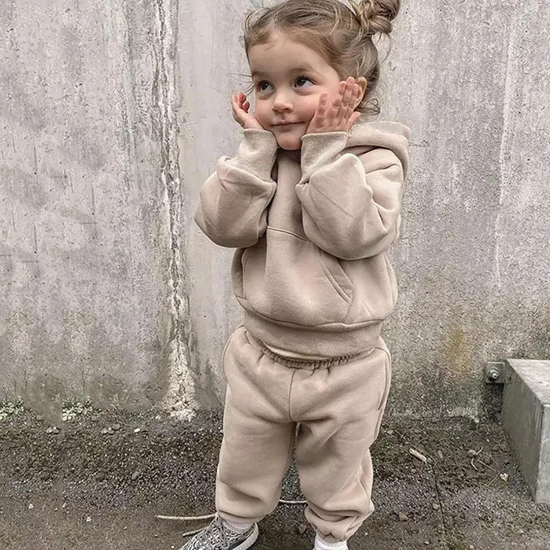 Solid Color Hoodie Sweatshirt Casual Fleece Baby Suit