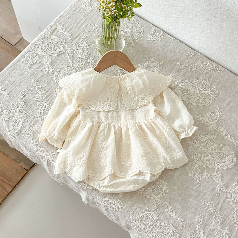 Lace collar long-sleeved baby romper dress baby girls sweet jumpsuit