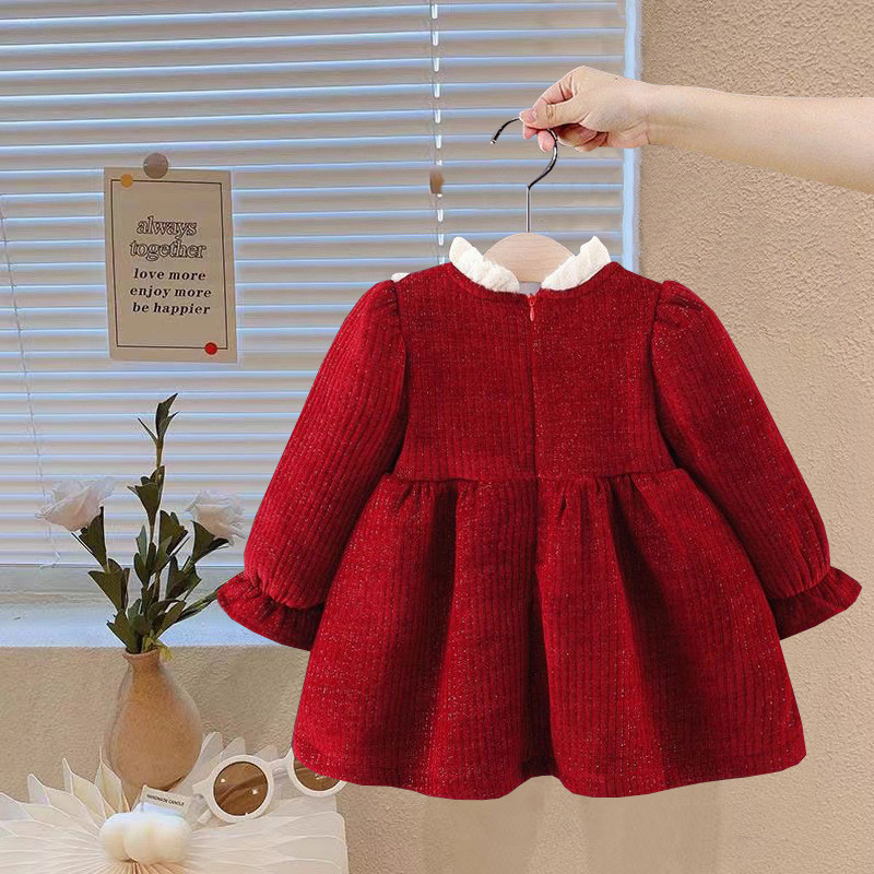 Girls Baby Dresses Children's Velvet Red Princess Dress