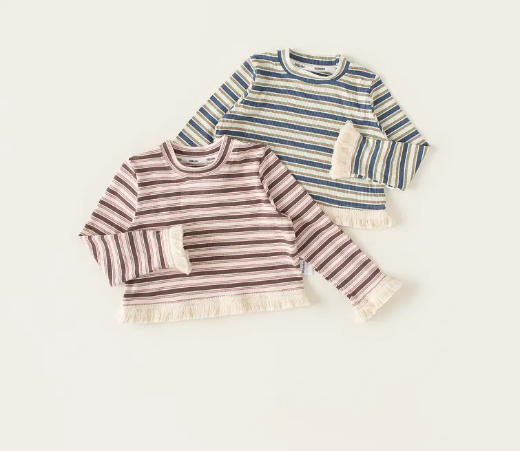 Autumn long-sleeved baby T-shirts striped bottoming shirts