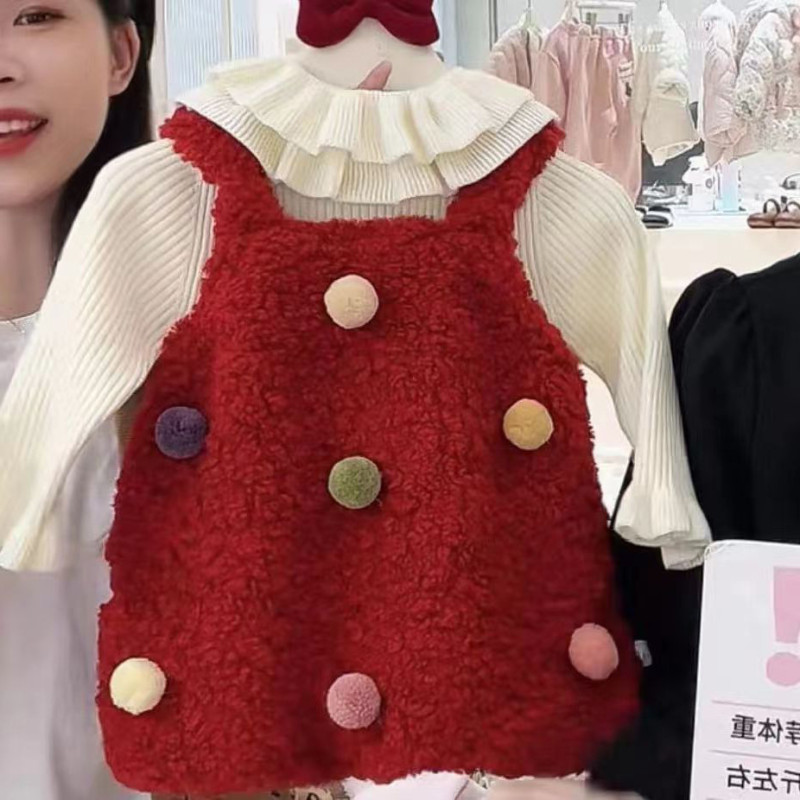 Suspender Skirt Baby Suit Winter Ball Lantern Baby Dresses Two-piece Set