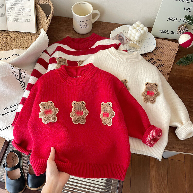 Girls' Christmas sweater  thickened sweater keep baby warm pullover