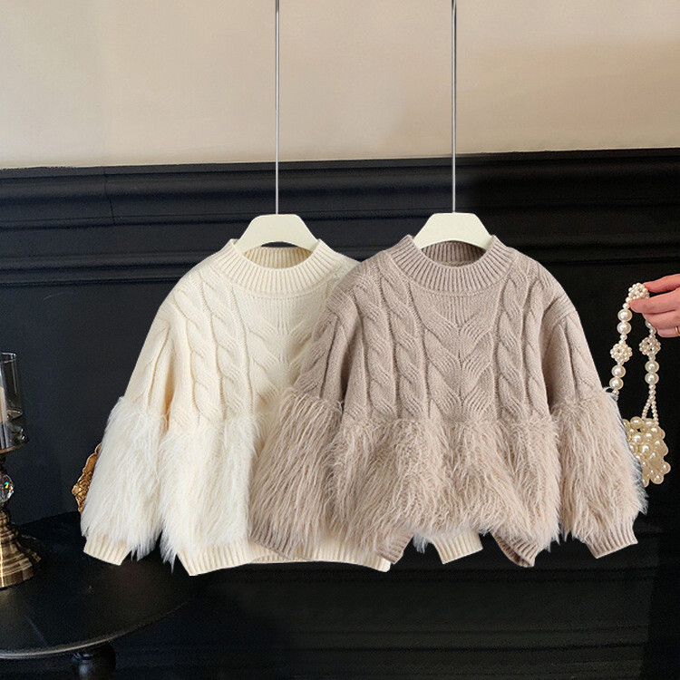 Girls' baby knitted sweaters fashionable baby clothes girl thickened tops
