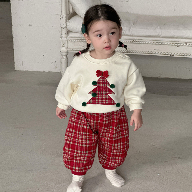 Baby girls clothing set Christmas warm sweatshirt and sweatpants two-piece baby suit