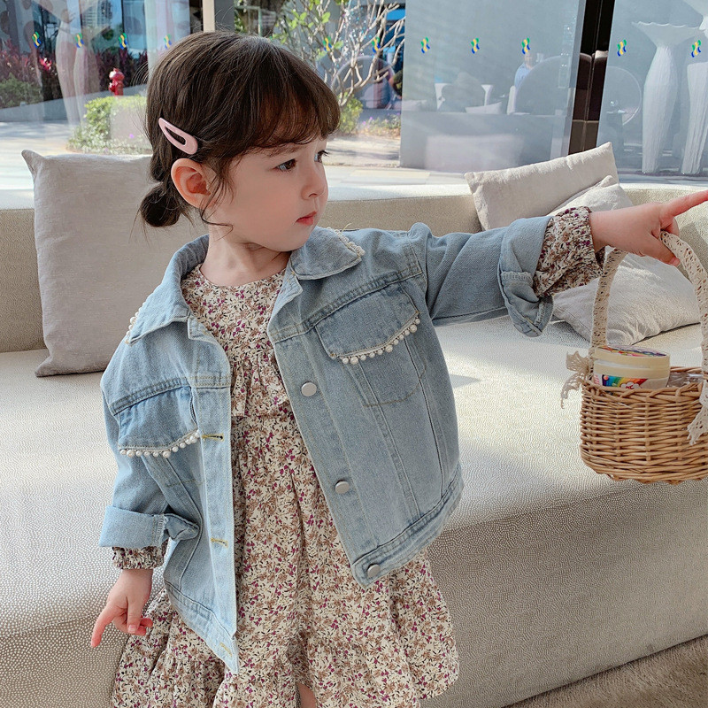 Girls Long Sleeved Denim Blue Jean Jacket