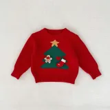 Baby sweater girl Christmas tree jacquard pullover knitted kids sweaters