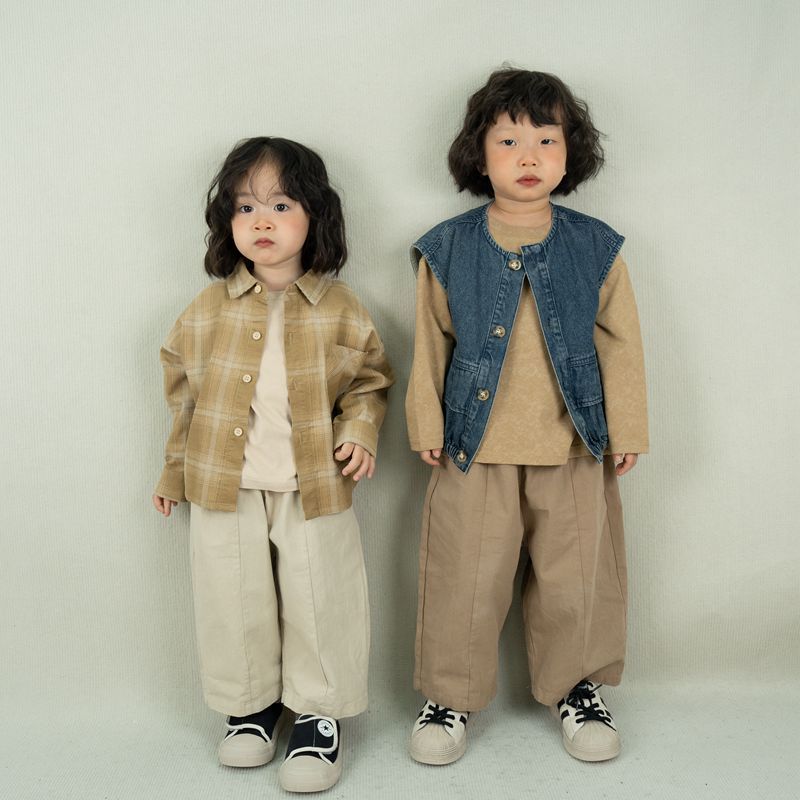Children's casual pants solid color woven pants trousers