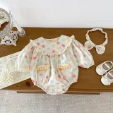 Long sleeve bag farts girl sweet polka dot dress autumn sister dress