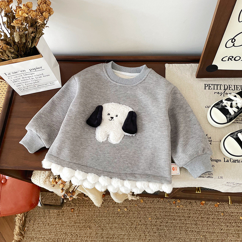 Girl clothing set thickened casual sweatshirt two piece baby suit