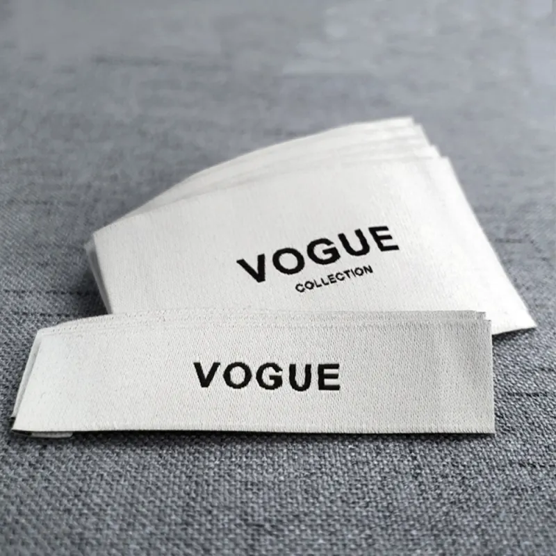 Customized labels for clothing garment wash care center fold textile neck label