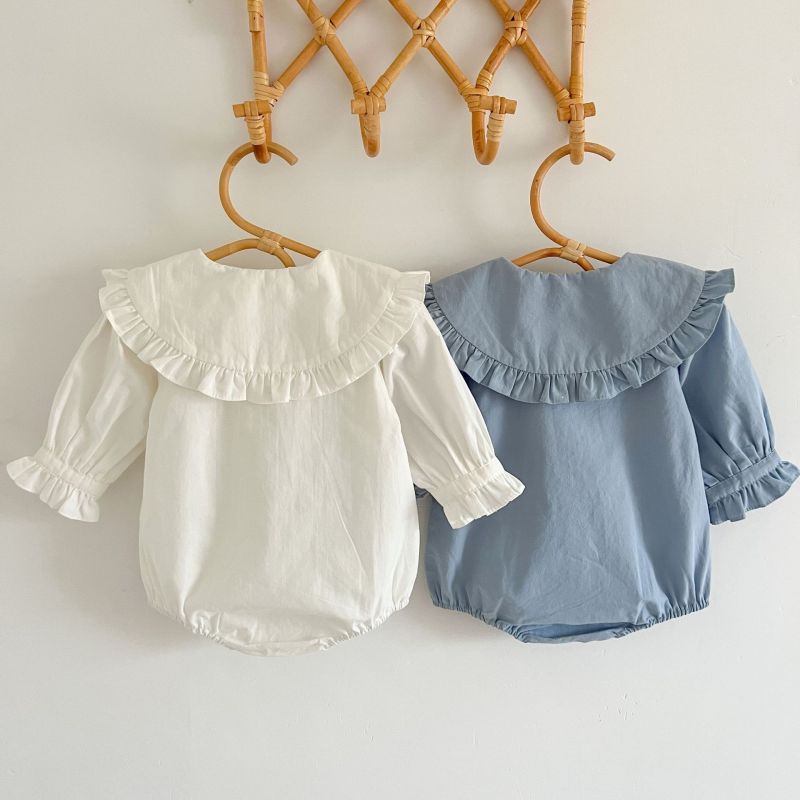 Long sleeve clothes lace doll collar bag farts baby romper