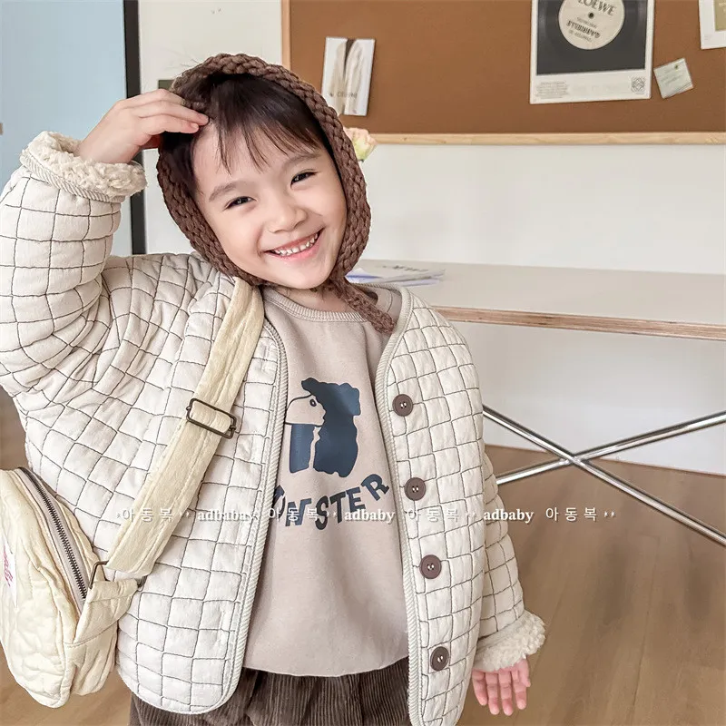 Fleece-lined thickened cotton-padded coat girls' winter coat