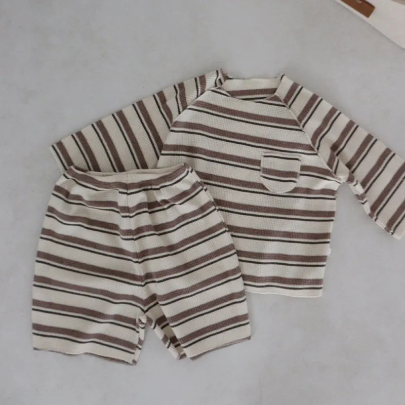 Kid Baby stripe t-shirt +shorts Set children Cotton 2pcs clothing suits