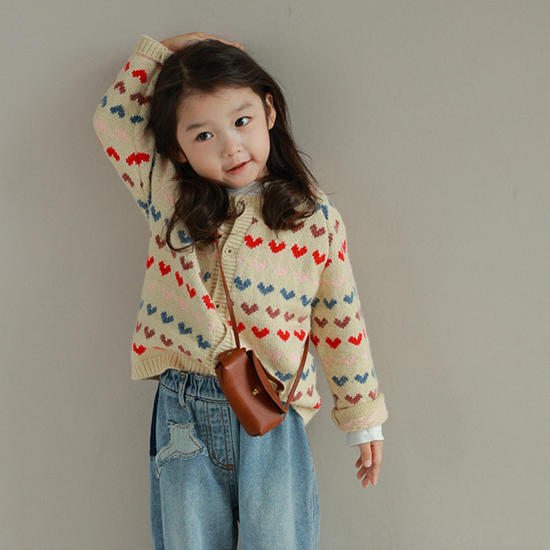 Girls' colorful Love Sweater cardigan top