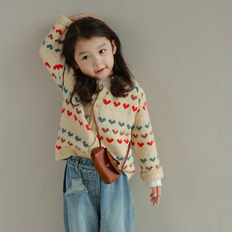 Girls' colorful Love Sweater cardigan top