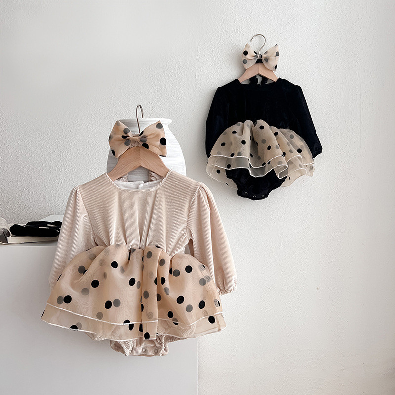 Baby onesie clothes mesh polka dot romper