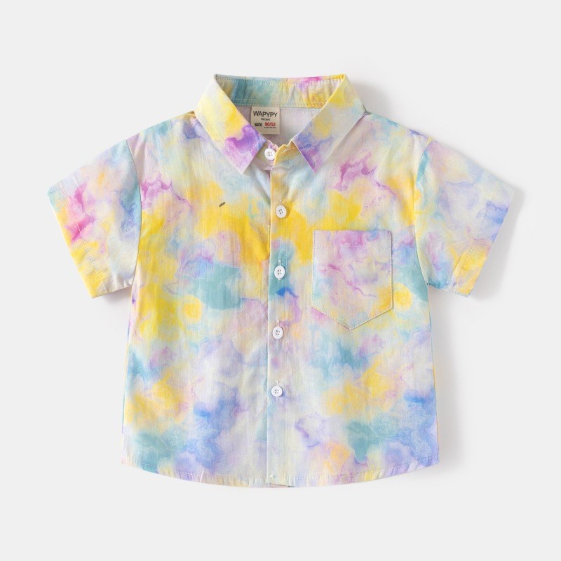 Children's short sleeve shirt digital printing shirt baby loose casual top