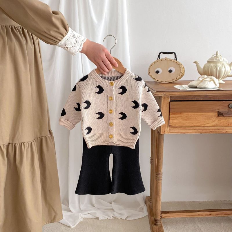 Baby Cardigan knitted top full printed moon sweater