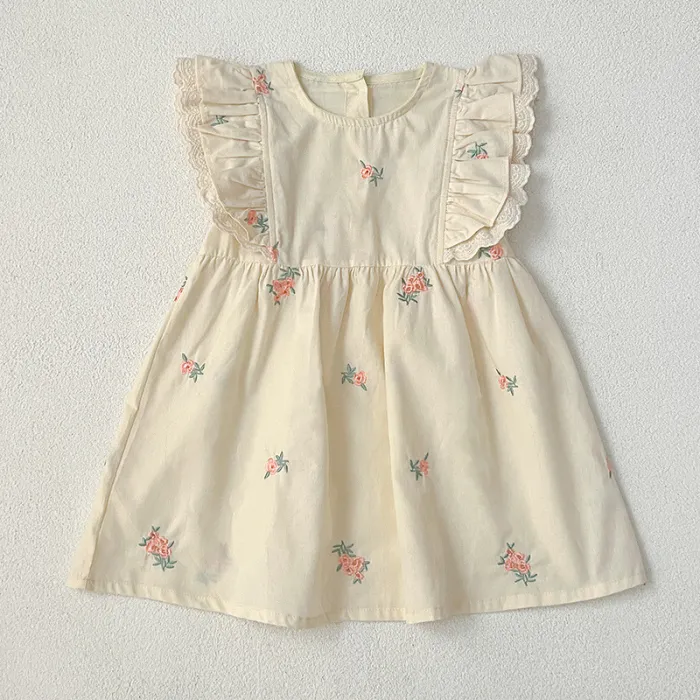 Summer Girl dress flower embroidered baby girl rompers sisters outfit