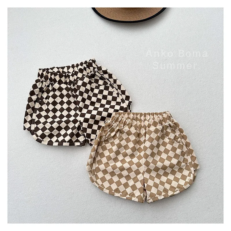 Baby pants plaid small rhombus shorts beach style baby pant
