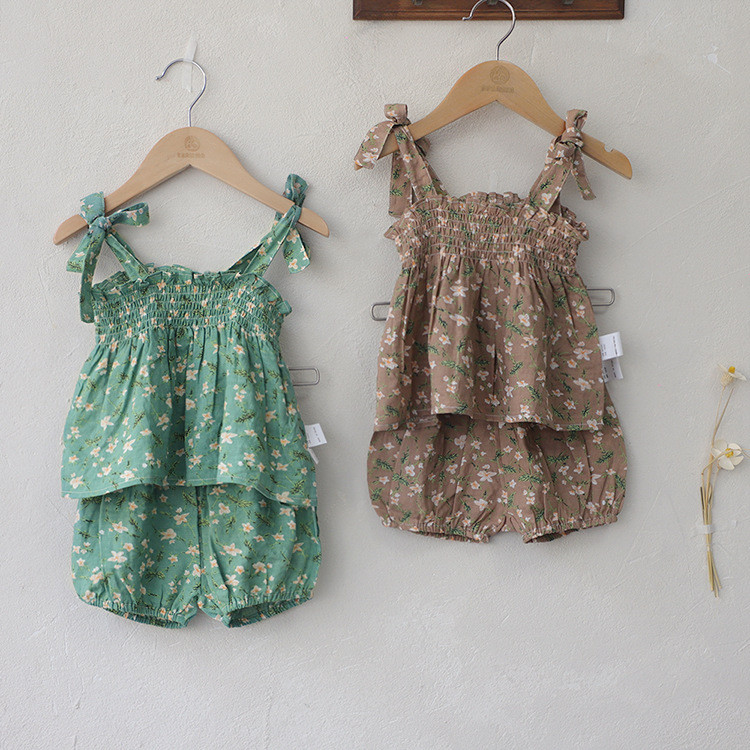 Summer wear suit short skirt  flower suspender skirt shorts suit