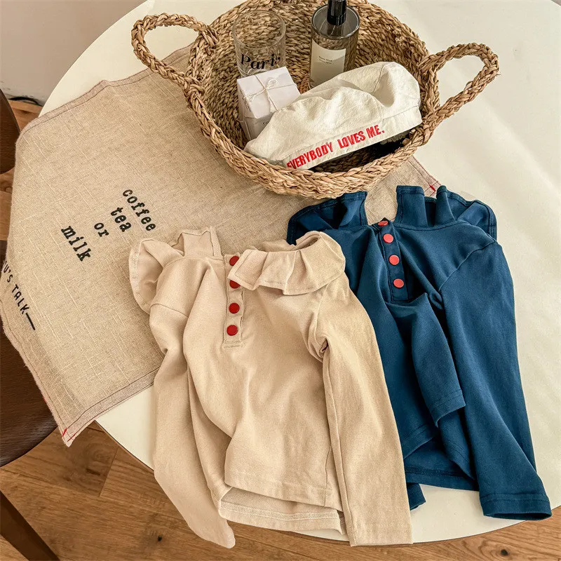 Girls autumn clothing lace collar long sleeve Girls' undershirt