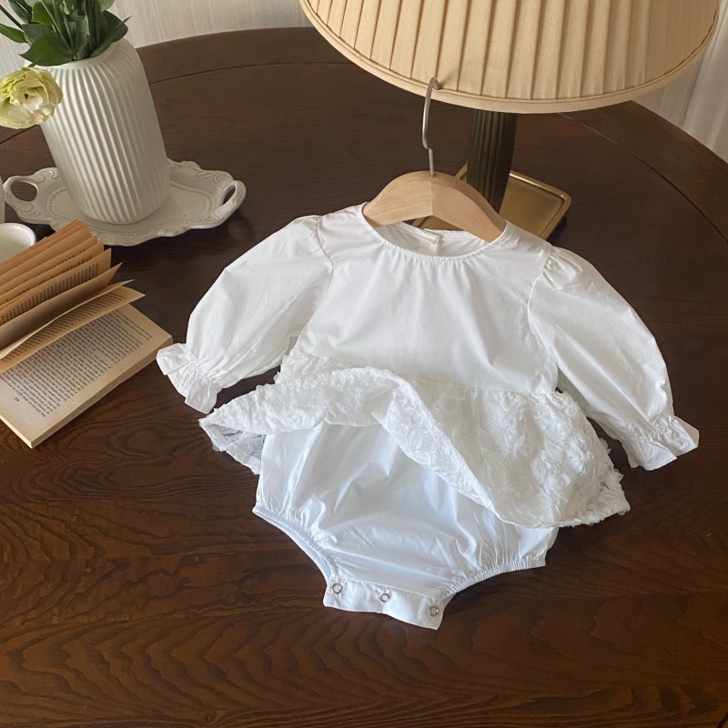 Baby romper girls princess style mesh crawl baby jumpsuit with hat