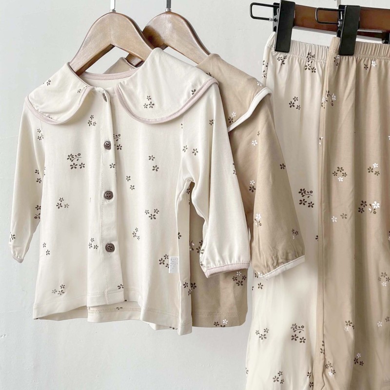 Children's Home wear suit baby air conditioning clothes girls' bottoming shirt