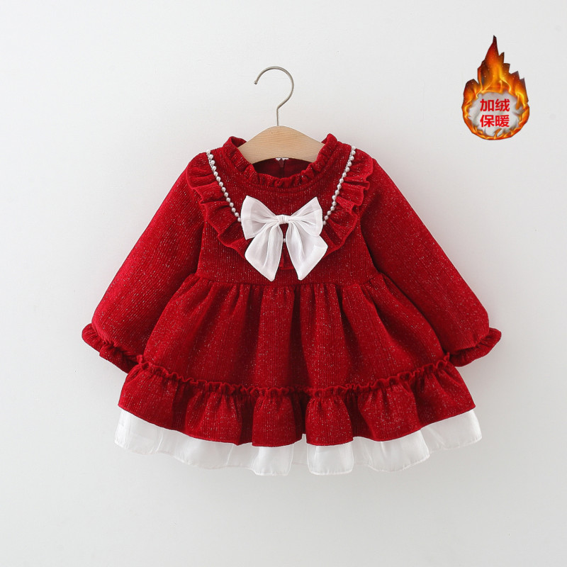 little girl sweet festive velvet children's skirts princess dress