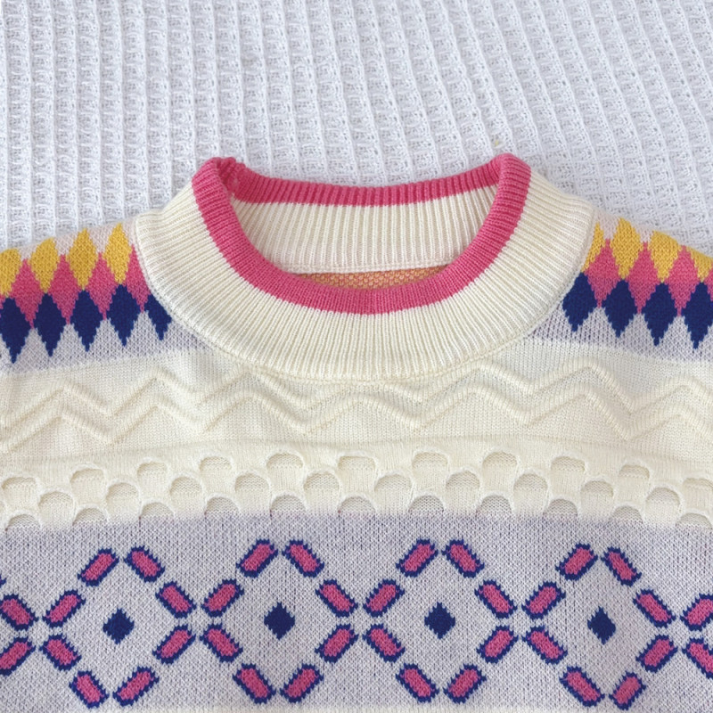 Girl's sweater suit skirt Jacquard knitted two-piece suit