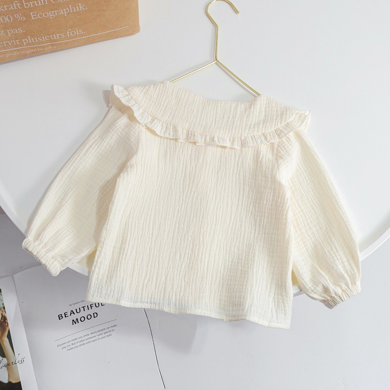 Girls' Peter Pan collar blouse embroidered white shirt little girl blouse
