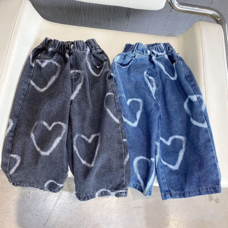 Children's jeans straight loose boys casual pants babies' trousers