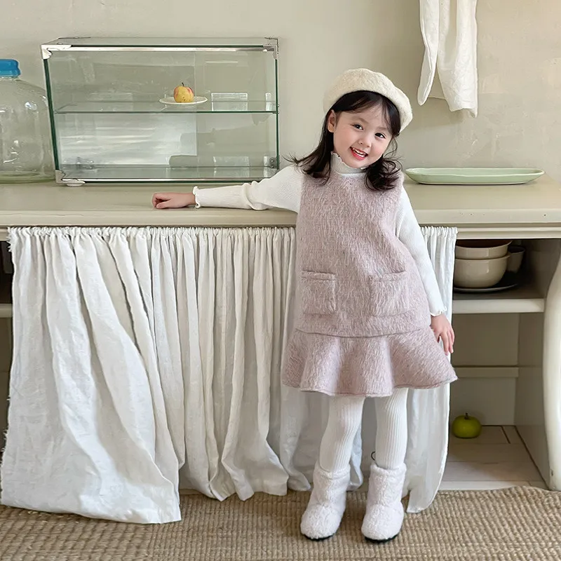 Girls velvet padded dress vest princess dress baby skirt