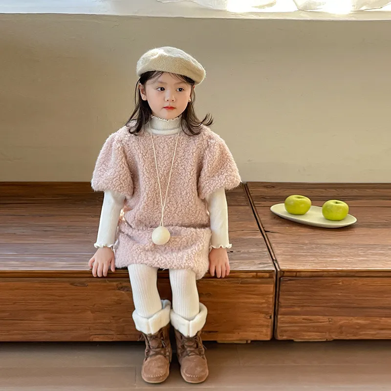 Children's clothing girls' lamb wool dress princess dress