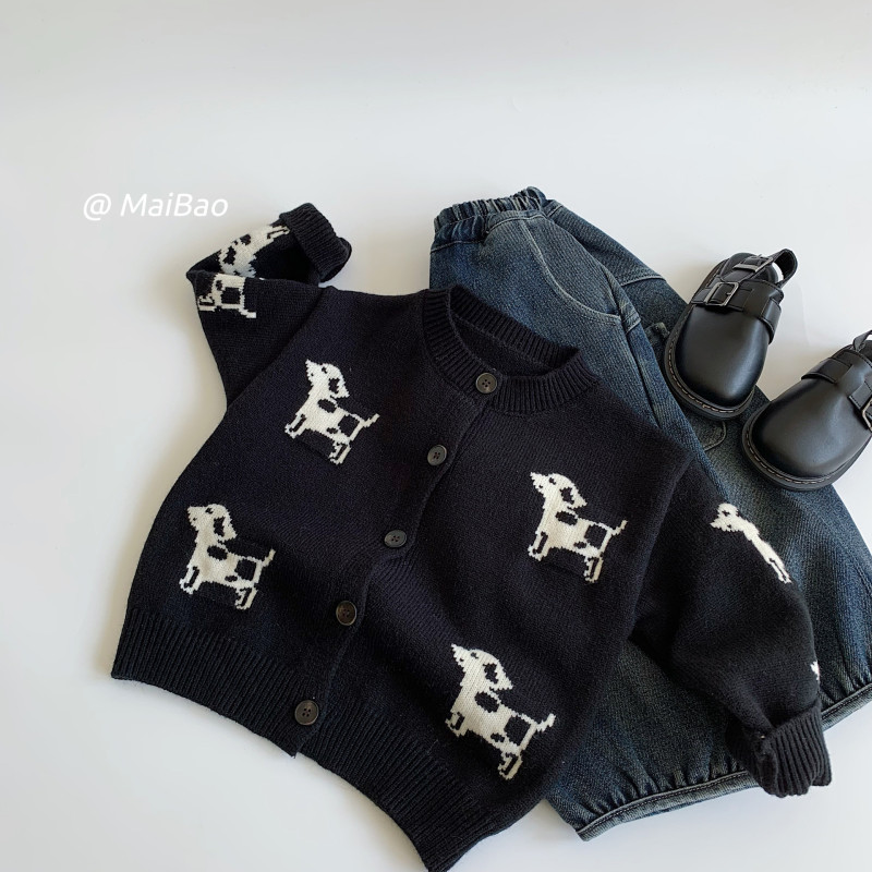 Puppy knitted cardigan for boys sweater baby leisure trendy top