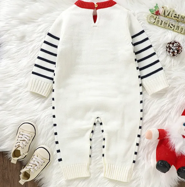 Baby jumpsuit jacquard knitted Christmas cute Santa Claus one-piece baby romper
