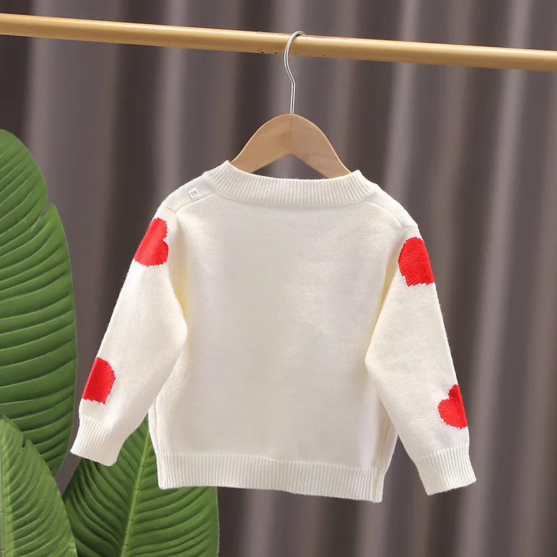 Girl's cardigan sweater knitwear baby girl love long sleeve sweater top