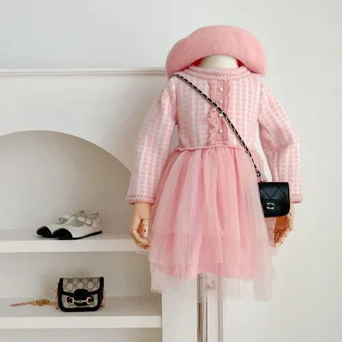 Baby girl all-match knitted classic style gauze skirt girl dress