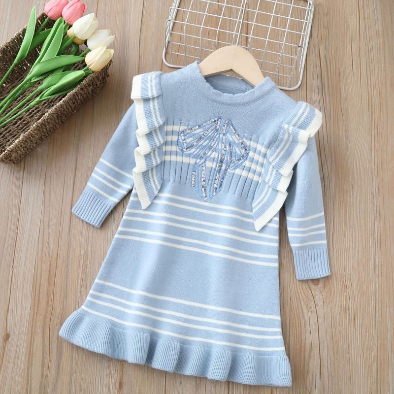 Girls' sweater skirt sweet bow knitted dress baby girl Skirt