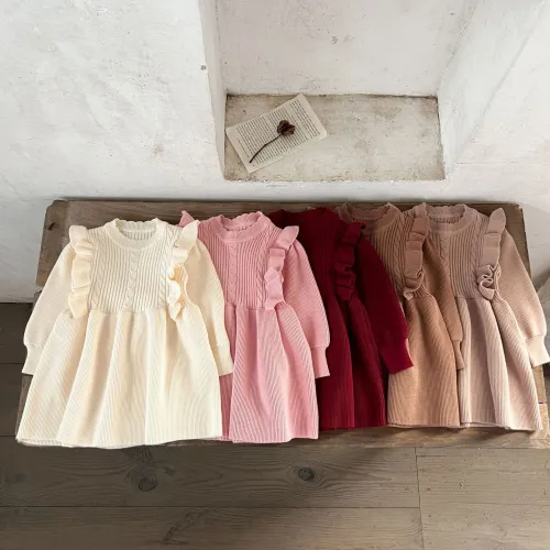 Girls' Baby Cotton wool thermal dress children sweater skirt outwear