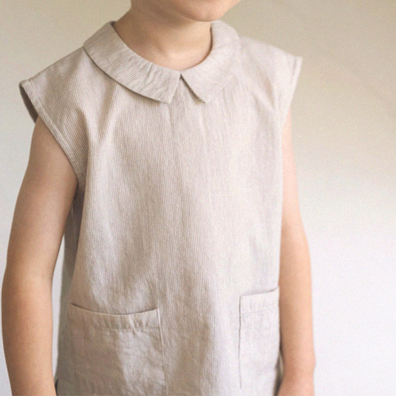 Striped doll collar sleeveless vest top Cute baby T-shirt