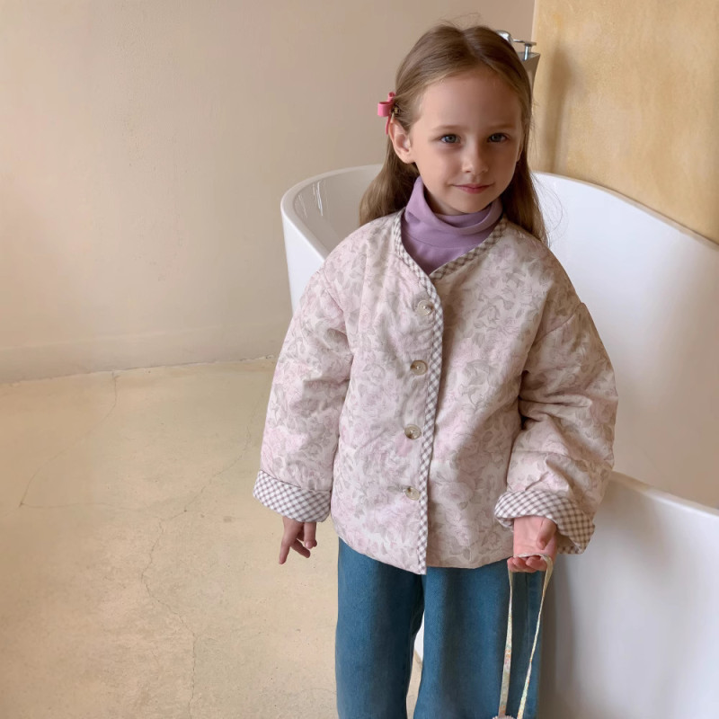 Girls' floral cotton coat keep baby warm children's cotton wear