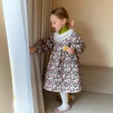 Children's cotton padded thickened princess dress lace collar floral skirt