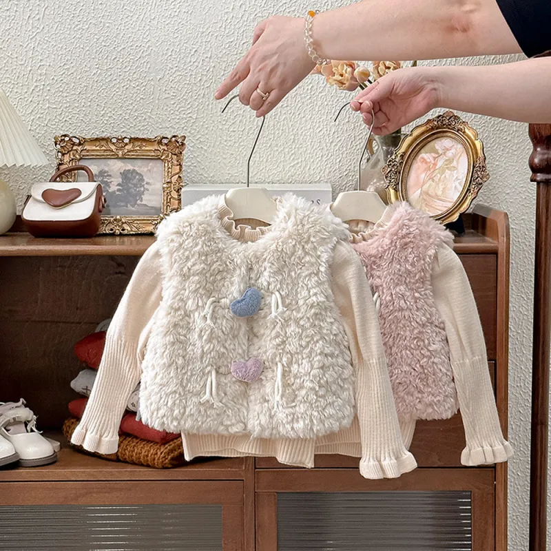 Girls Clothes Sweet Furry Vest Sweet Cute Versatile Bottoming Top