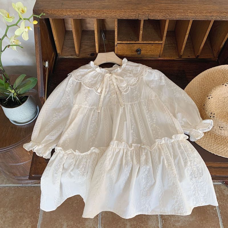 Girls Baby Dresses Girl Lapel Lace Long Sleeve Baby Princess Dress