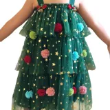 Christmas-tree skirt children's cake straps tulle dress