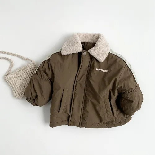 Cotton-padded baby coat velvet warm thick kids top