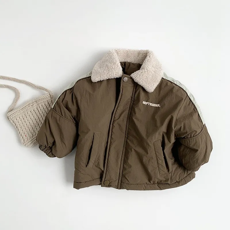 Cotton-padded baby coat velvet warm thick kids top