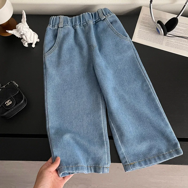 Girls' jeans wide-leg pants soft Denim trousers