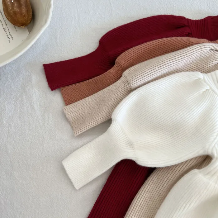 Sweet dress warm long sleeve dresses toddler girls pullover knitted dress